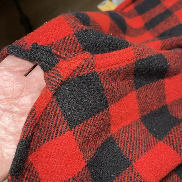 Fox Knapp Wool Plaid Button Front Shirt Jacket Shacket Men's L 16 Vtg Red Black - Picture 12 of 12
